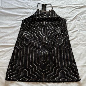 SAYLOR Black and Silver Geometric Dress